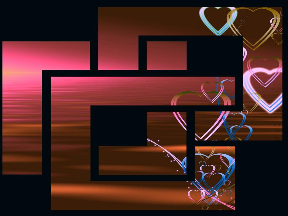 Romantic background with hearts and water