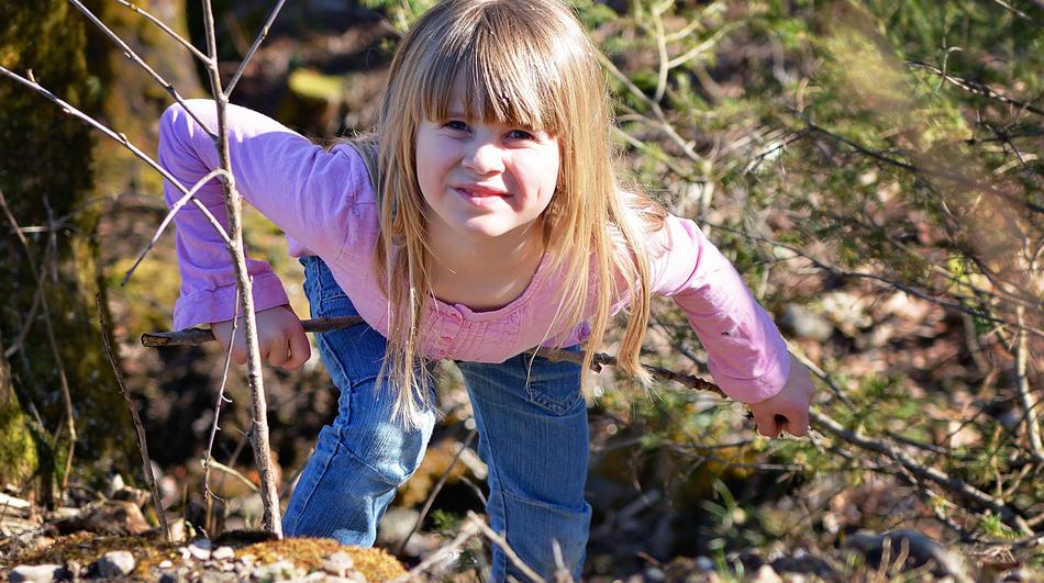 happy child in the woods