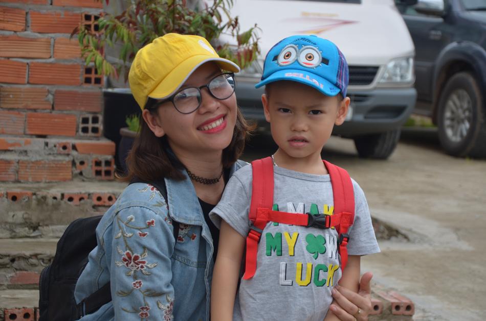 happy asian family, mother with child son