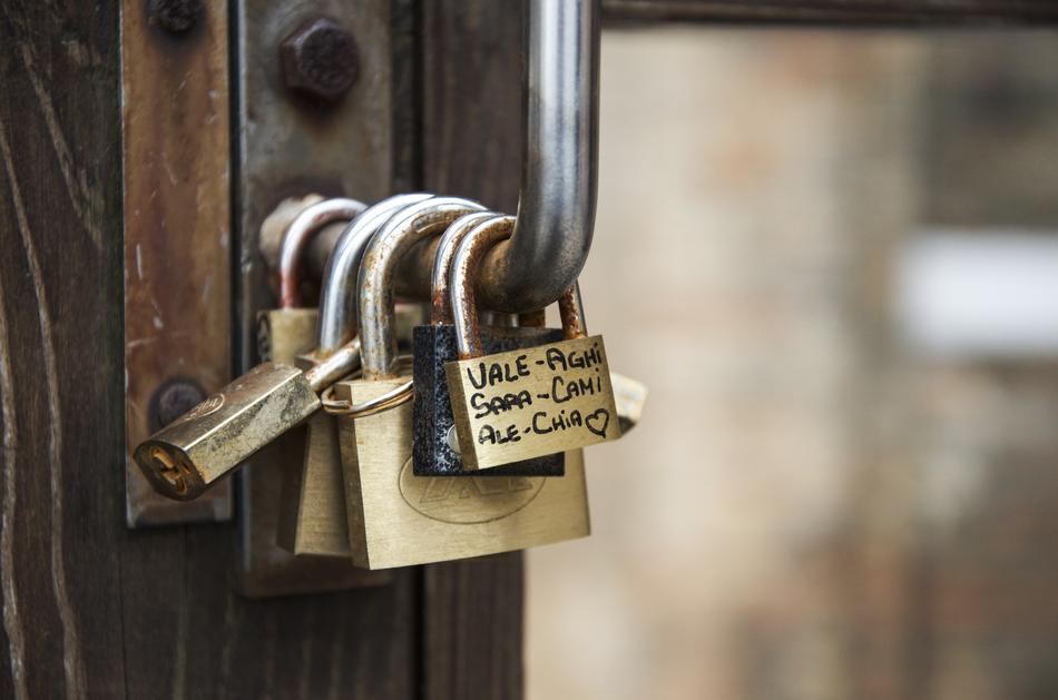 gold locks on the door handle