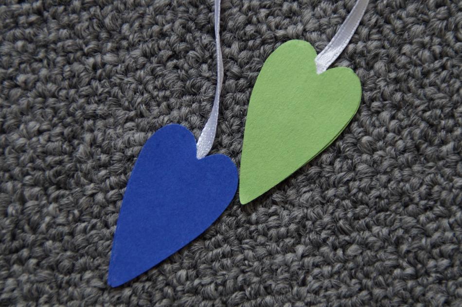 green leaves with blue carved
