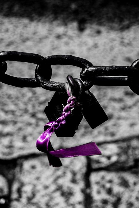 lock with purple thread
