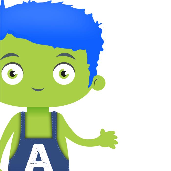 green zombie with blue hair