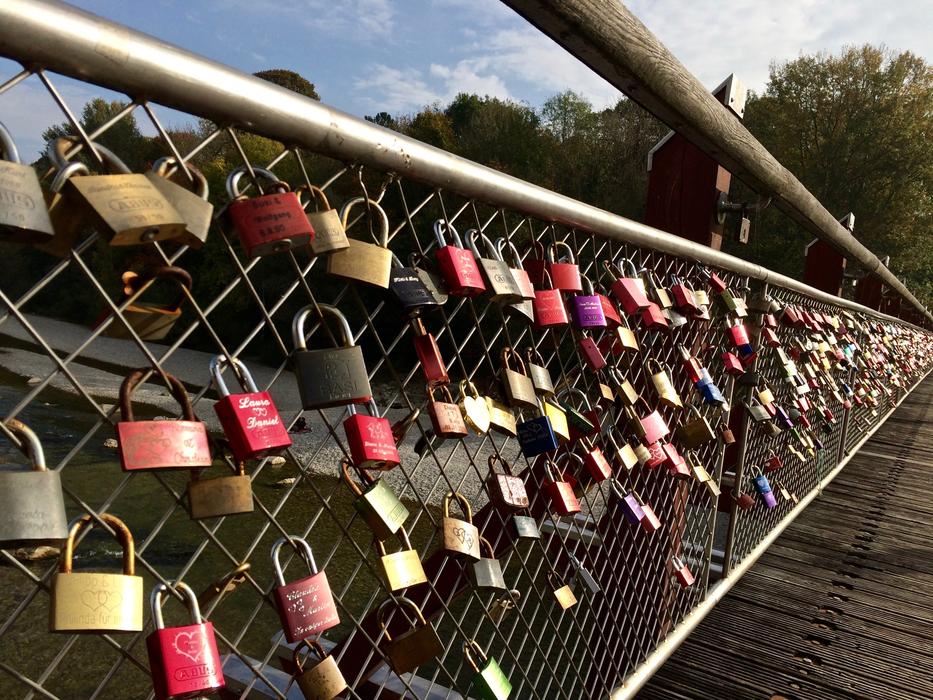 colored locks on the fence landscape
