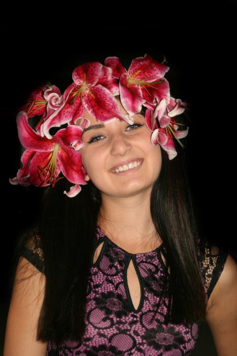 happy girl with a wreath