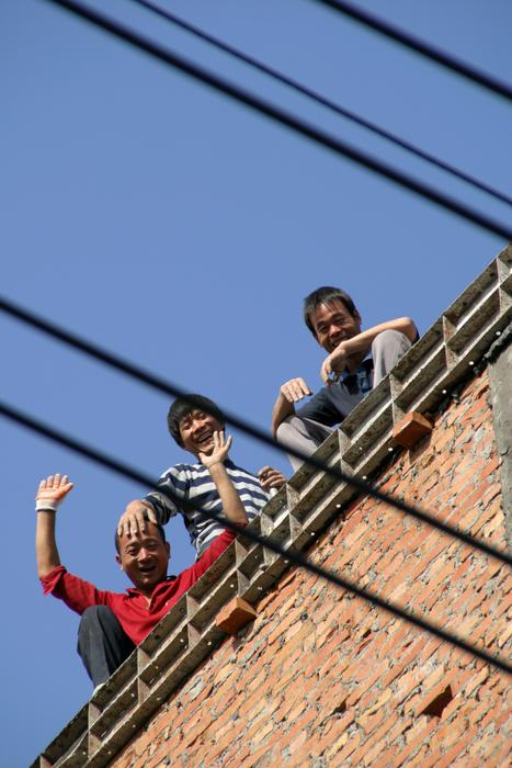 happy family on the roof