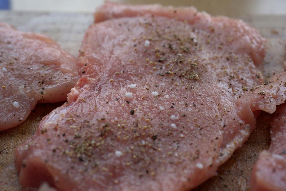 raw Schnitzel with Salt and Pepper