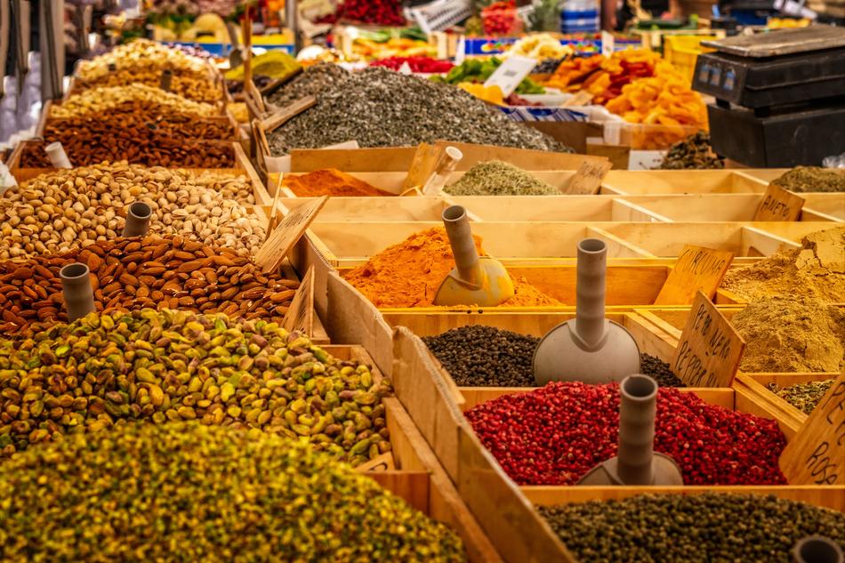 stands with spices