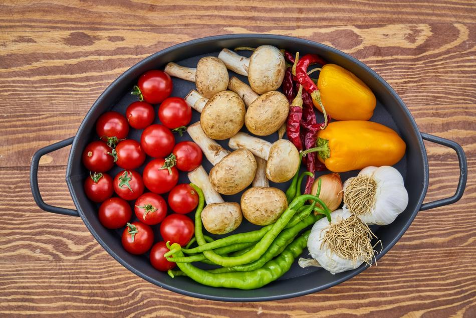 ripe vegetables in a baking dish