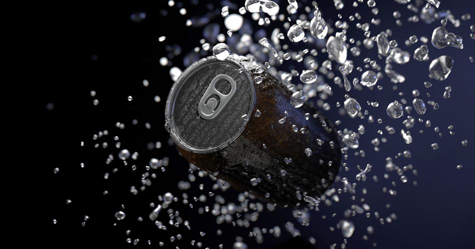 tin can in water drops as background