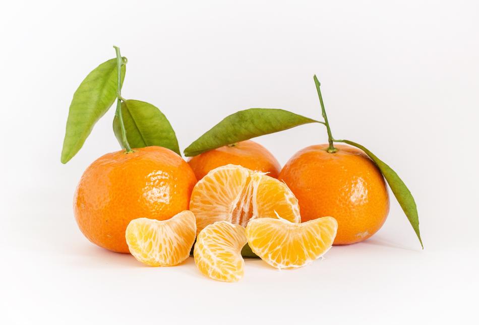 Tangerines, Tropical Fruits at white background