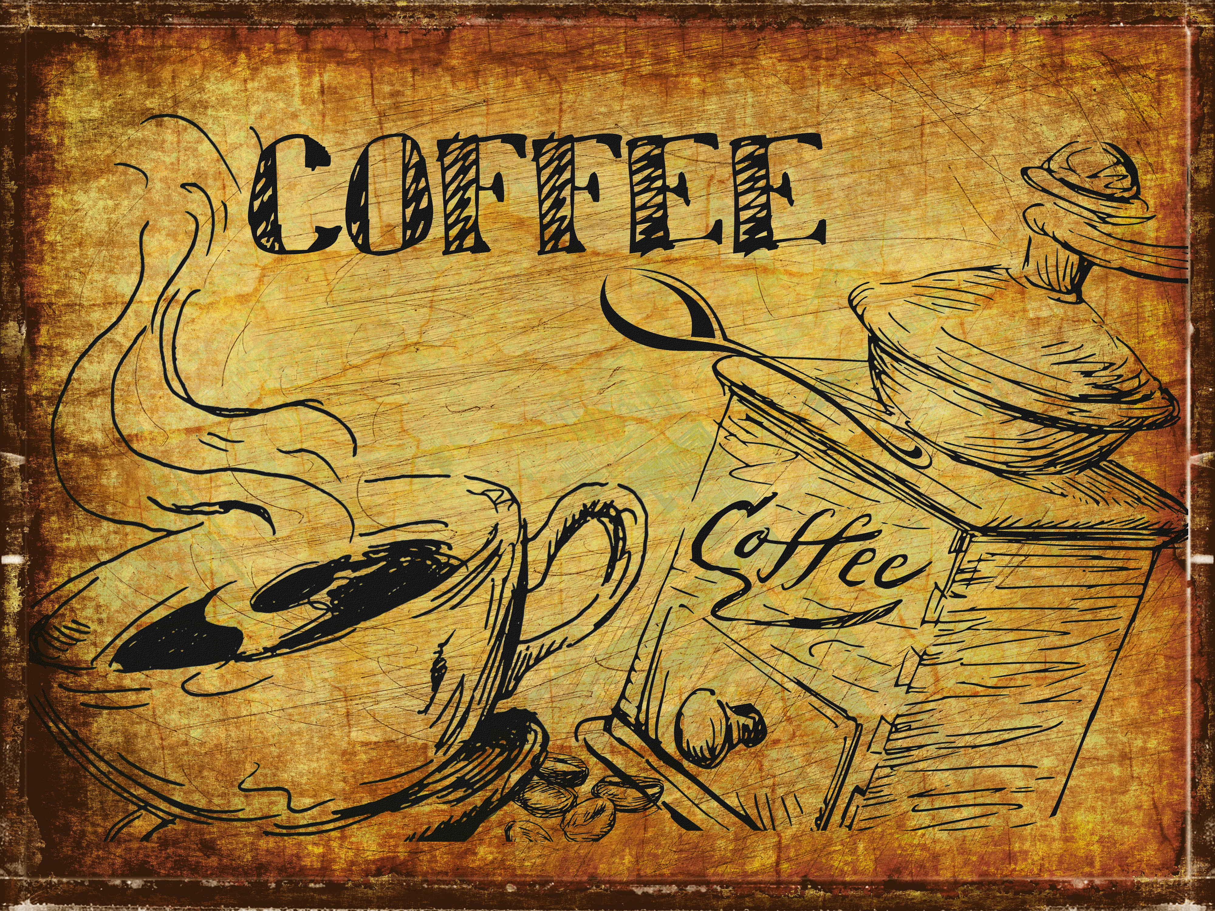 Винтажная надпись кофе