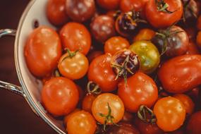 Tomatoes in metal pan