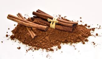 brown Cinnamon powder and sticks