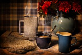 coffee in cups for a cozy winter