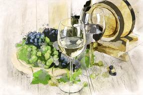 two types of wine drawing