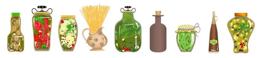 Clipart of canning food bottles