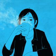 fantasy girl drink hot water drawing