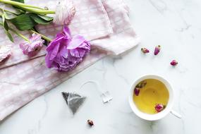 floral tea and peonies