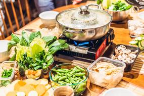 set table in a restaurant with hot food