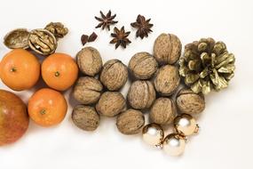 Walnut and tangerines for christmas