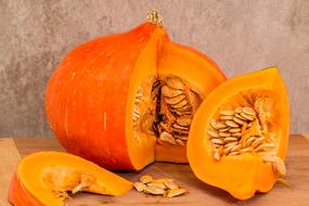 cut pumpkin with large seeds