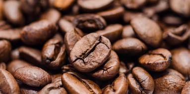 macro photo of roasted brown coffee beans