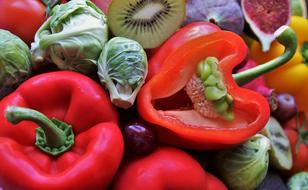 red paprika with other vegetables close-up