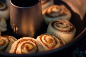 cinnamon buns in a baking dish