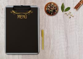 tablet for the menu on the table