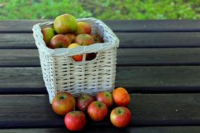 ripe apples in a white basket