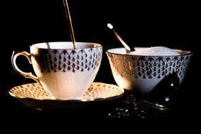 porcelain cup and porcelain sugar bowl