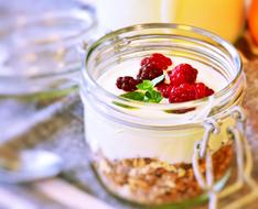 Muesli in jar, healthy Breakfast