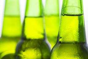 green bottles with beer Background