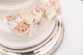 Wedding Cake with cream roses