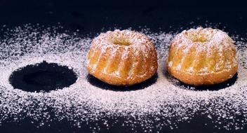 sponge cakes in sugar powder