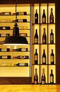 wine bottles on the rack