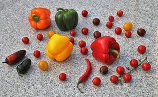 variety of peppers and tomatoes