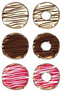 different donuts on the illustration