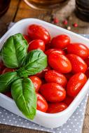 small tomatoes and green basil