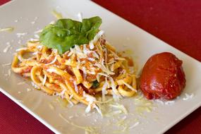 Italian pasta with cheese and tomatoes