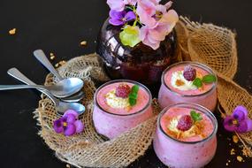Quark Cream Raspberries desserts