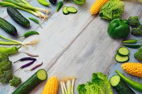 fresh vegetables on a wooden table