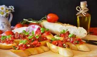 bruscheta with tomatoes and herbs for gourmets