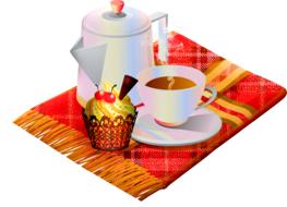 autumn hot coffee with the cupcake drawing