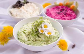 appetizer with sheep cheese, beets and olives