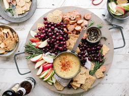 appetizing Food plates with the grapes and other fruits