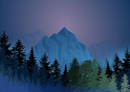 mountains in a haze in a picturesque landscape as an illustration