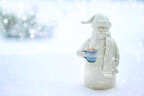 ceramic snowman with hot drink