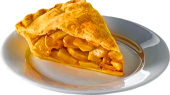 a piece of warm apple pie on a plate